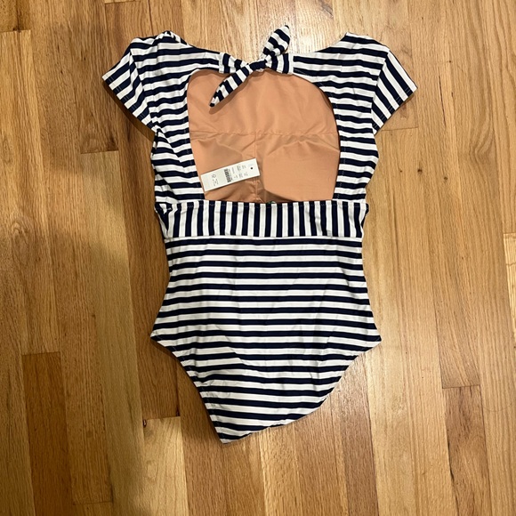 J. Crew Navy and White Striped One Piece Swimsuit - Picture 2 of 2